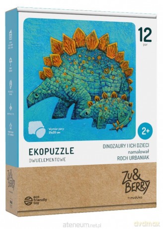 Ekopuzzle dwuelementowe Dinozaury i ich dzieci [PUZZLE]