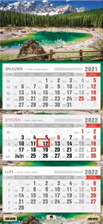 Kalendarz 2022 trójdzielny Alpy [KALENDARZ]