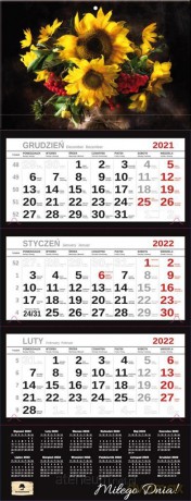 Kalendarz 2022 trójdzielny Premium Słoneczniki [KALENDARZ]