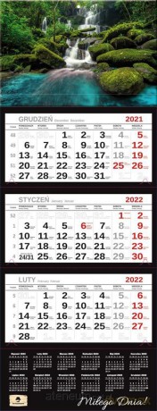 Kalendarz 2022 trójdzielny Premium Wodospad [KALENDARZ]