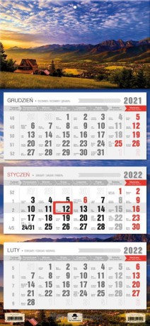 Kalendarz 2022 trójdzielny Tatry [KALENDARZ]