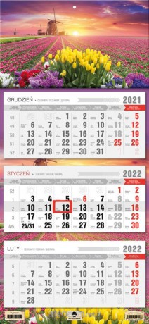 Kalendarz 2022 trójdzielny Tulipany [KALENDARZ]
