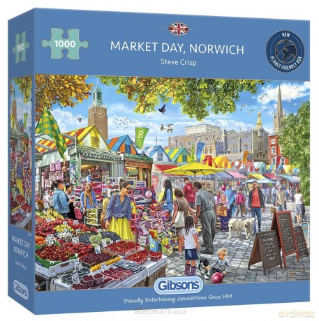 Puzzle 1000 el. Dzień targowy w Norwich/Norfolk/Anglia [PUZZLE]