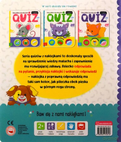 Quiz 2-latka z pieskiem Zabawa naklejkami i test wiedzy malucha - Anna Podgórska [KSIĄŻKA]