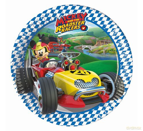 Talerzyki papierowe "Mickey Roadster Racers" 20 cm, 8 sztuk