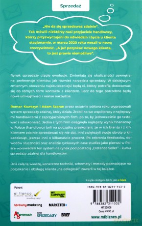 Techniki sprzedaży zdalnej. Jak działając "na odległość", osiągać sukcesy sprzedażowe - Roman Kawszyn, Adam Szaran [KSIĄŻKA]