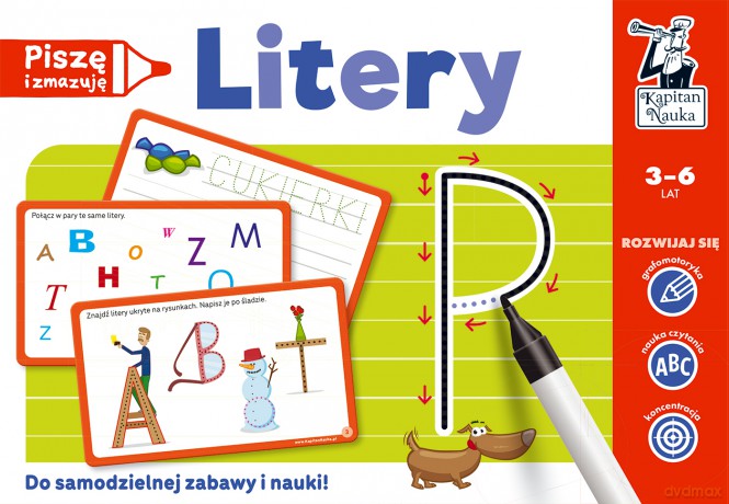 Litery. Piszę i zmazuję. Kapitan Nauka - Ewa Norman, Hubert Bobrowski [KSIĄŻKA]