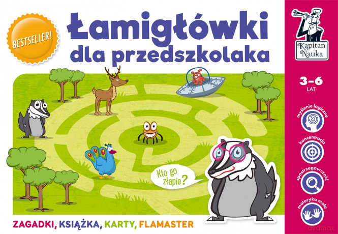 Łamigłówki dla przedszkolaka. Kapitan Nauka - Natalia Minge, Krzysztof Minge, Monika Sobkowiak [KSIĄŻKA]