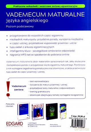 Vademecum maturalne języka angielskiego. Poziom podstawowy - Katarzyna Zuniga, Kevin Hadley, Katarzyna Wiśniewska [KSIĄŻKA]