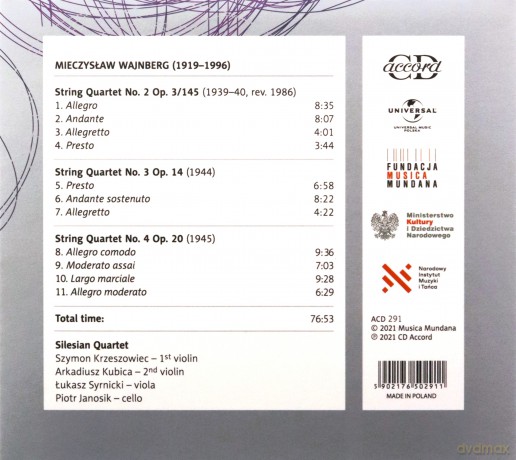Kwartet Śląski: Mieczysław Wajnberg - Kwartety Smyczkowe Vol. 6 [CD]