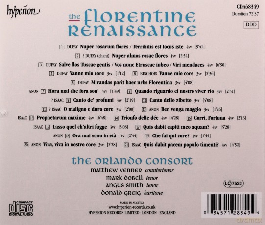 Orlando Consort: Guillaume Dufay / Gilles Binchois / Heinrich Isaac: The Florentine Renaissance [CD]