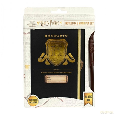Harry Potter Notes & Wand Zestaw długopisów - Hogwarts Shield