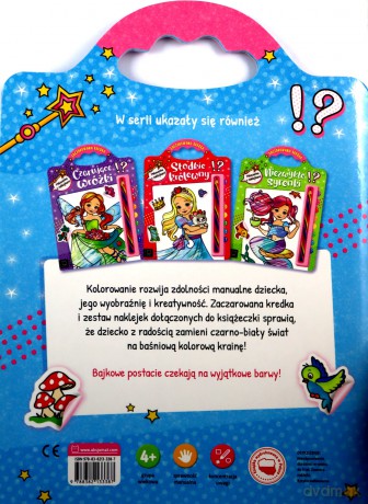 Bajkowe postacie. Malowanka z naklejkami. Zaczarowana kredka [KSIĄŻKA]