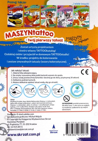 Kolorowanka z tatuażami. Maszyny budowlane [KSIĄŻKA]