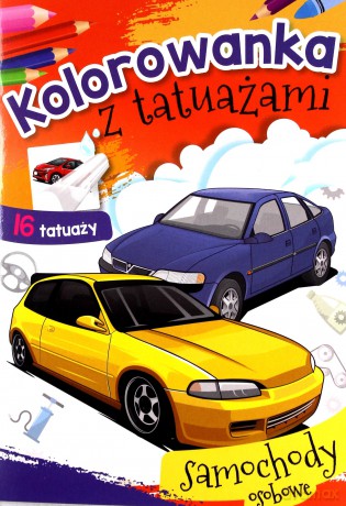Kolorowanka z tatuażami. Samochody osobowe [KSIĄŻKA]