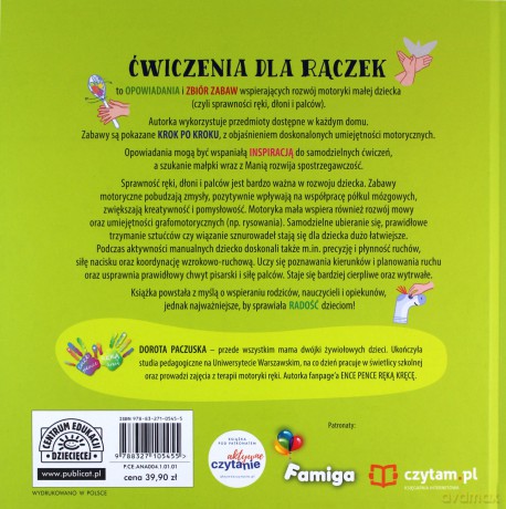 Ćwiczenia dla rączek Elementarz motoryki małej - Dorota Paczuska [KSIĄŻKA]