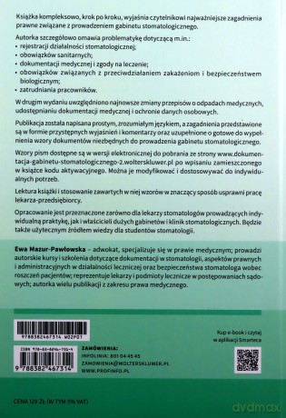 Dokumentacja gabinetu stomatologicznego Wzory pism komentarz i orzecznictwo - Ewa Mazur-Pawłowska [KSIĄŻKA]