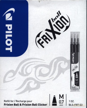 Wkłady Pilot Frixion Ball m 0.7 mm BLS-FR7-S3 niebieskie 36 sztuk [KSIĄŻKA]