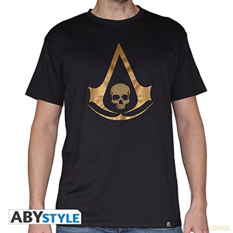 ASSASSINS CREED - T-shirt Crest AC4 gold man SS black used