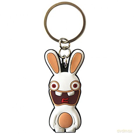 LAPINS CRETINS - Keychain PVC Rabbid red eyes X4