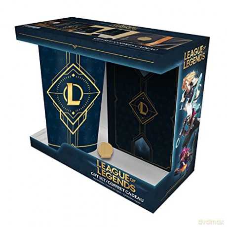 LEAGUE OF LEGENDS Zestaw: szklanka XXL, Przypinka, Notes Hextech