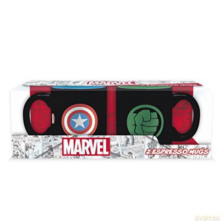 MARVEL Kapitan Ameryka, Hulk - kubki do espresso zestaw - 110 ml 2 szt.