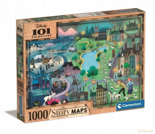 CLEMENTONI 1000 el. Story Maps 101 Dalmatyńczyków [PUZZLE]
