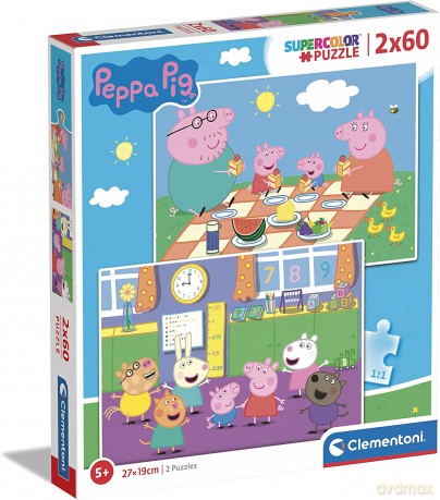 CLEMENTONI 2x60 el. Super Kolor Świnka Peppa [PUZZLE]