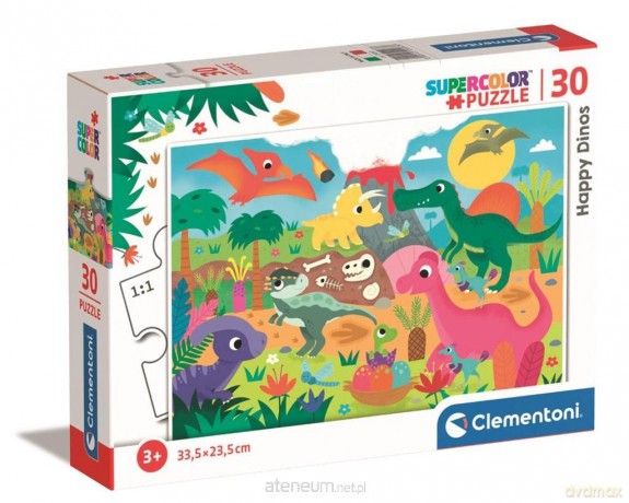 CLEMENTONI 30 el. Super Kolor Happy Dinos [PUZZLE]