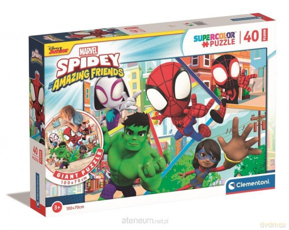 CLEMENTONI 40 el. podłogowe Super Kolor Spidey and Friends [PUZZLE]