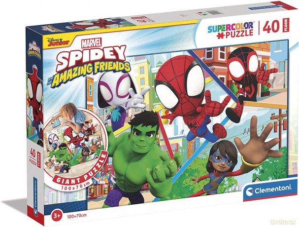 CLEMENTONI 40 el. podłogowe Super Kolor Spidey and Friends [PUZZLE]