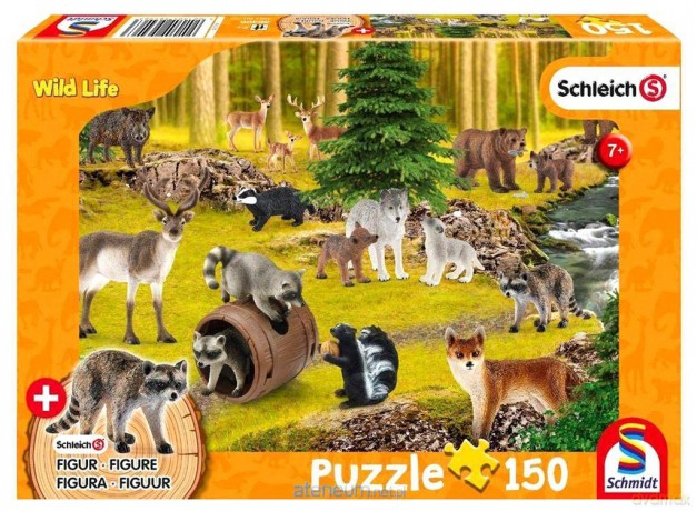 SCHLEICH 150 el. Zwierzęta w lesie + figurka Schleich [PUZZLE]