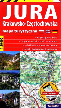 Jura Krakowsko-Częstochowska; foliowana mapa turystyczna 1:50 000