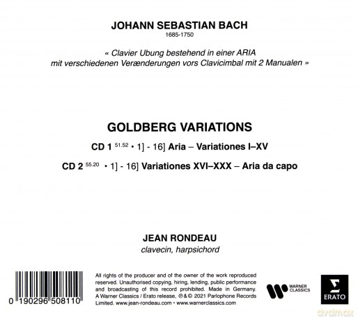 Jean Rondeau: Bach: Goldberg Variations [2CD]