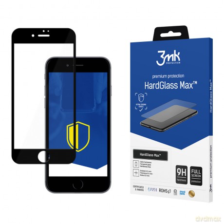 Apple iPhone 8 Black - 3mk Max szkło hybrydowe