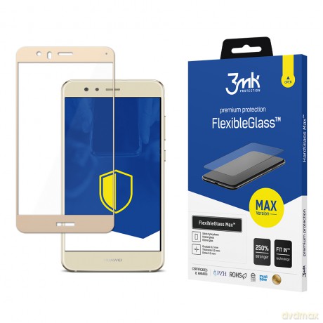 Huawei P10 Gold - 3mk Max szkło hybrydowe