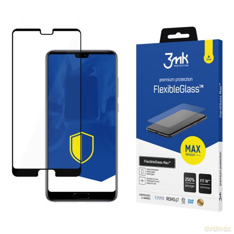 Huawei P20 Black - 3mk Max szkło hybrydowe