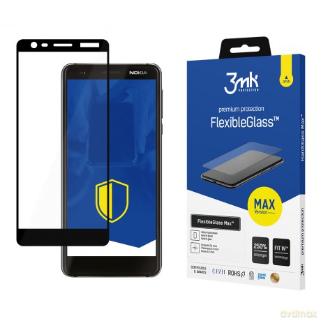 Nokia 3.1 Black - 3mk Max szkło hybrydowe