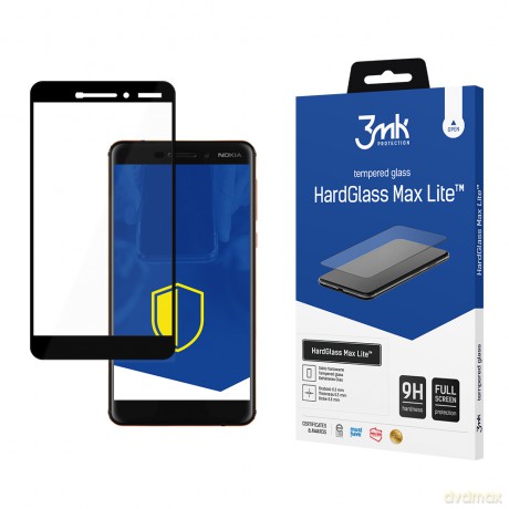 Nokia 6.1 Black - 3mk szkło hybrydowe