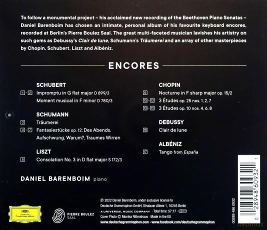 Daniel Barenboim: Encores [CD]