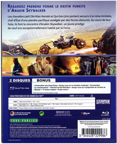 Star Wars: Episode I - The Phantom Menace (Gwiezdne wojny: Część I - Mroczne widmo) [2xBlu-Ray]