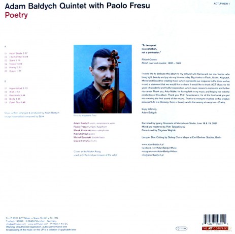 Adam Bałdych Quintet: Poetry [Winyl]