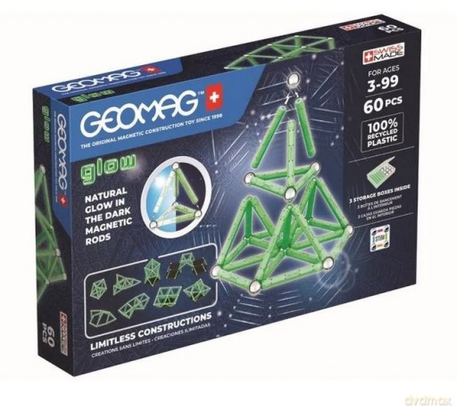 Klocki magnetyczne Glow Recycled 60 elementów [KLOCKI]
