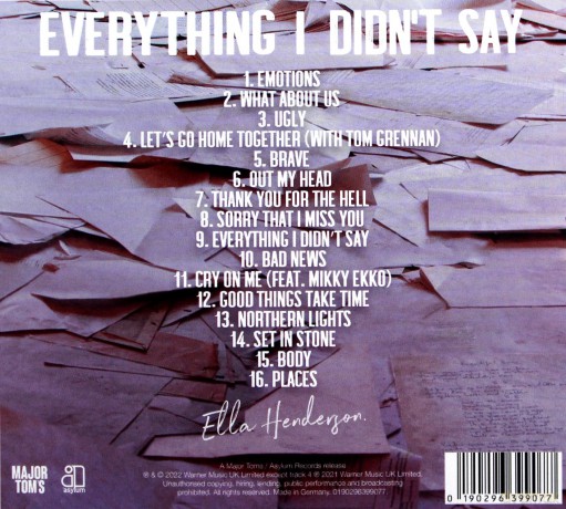 Ella Henderson: Everything I Didn't Say [CD]