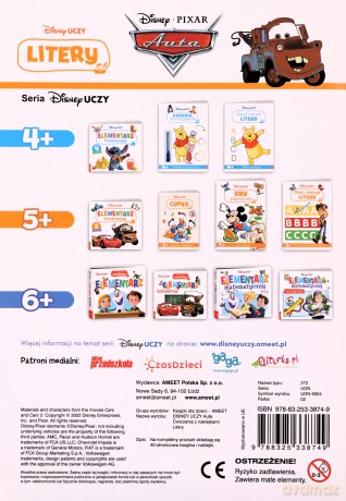 Disney uczy auta Ćwiczenia z naklejkami litery UDN-9304 [KSIĄŻKA]