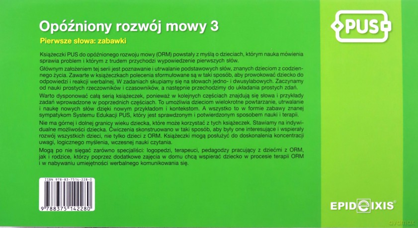 PUS Opóźniony rozwój mowy 3 Pierwsze słowa: zabawki - Dominika Czachorowska [KSIĄŻKA]