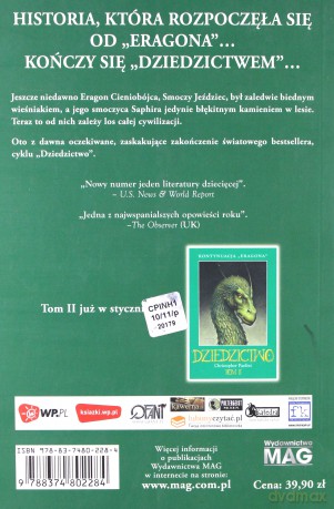 Dziedzictwo Tom I - Christopher Paolini [KSIĄŻKA]