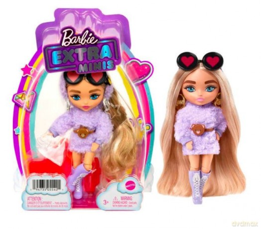 Lalka Barbie Extra Minis Fioletowy kaptur/Blond kucyki