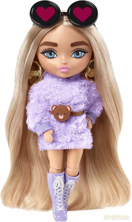 Lalka Barbie Extra Minis Fioletowy kaptur/Blond kucyki