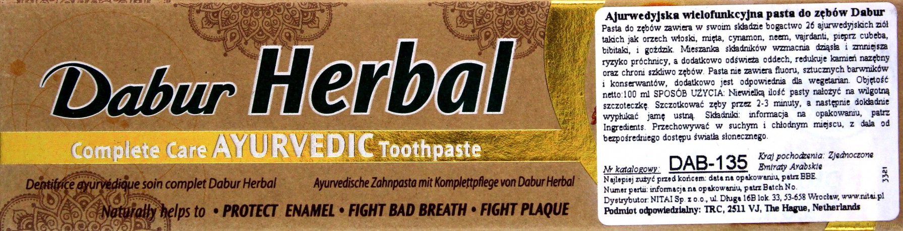 Pasta do zębów Dabur Complete Care - 26 ajurwedyjskich ziół